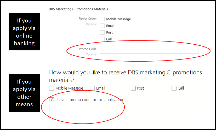 dbs promo code box