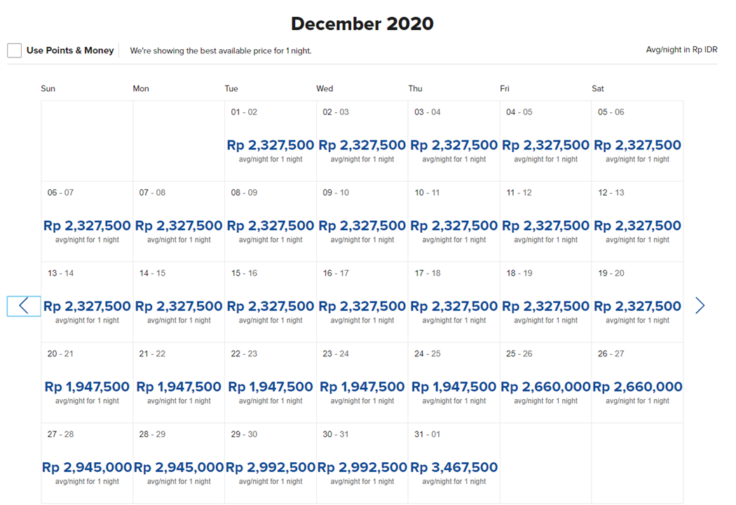 conrad bali rate calendar