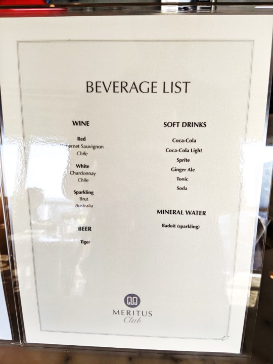 Happy hour beverage list