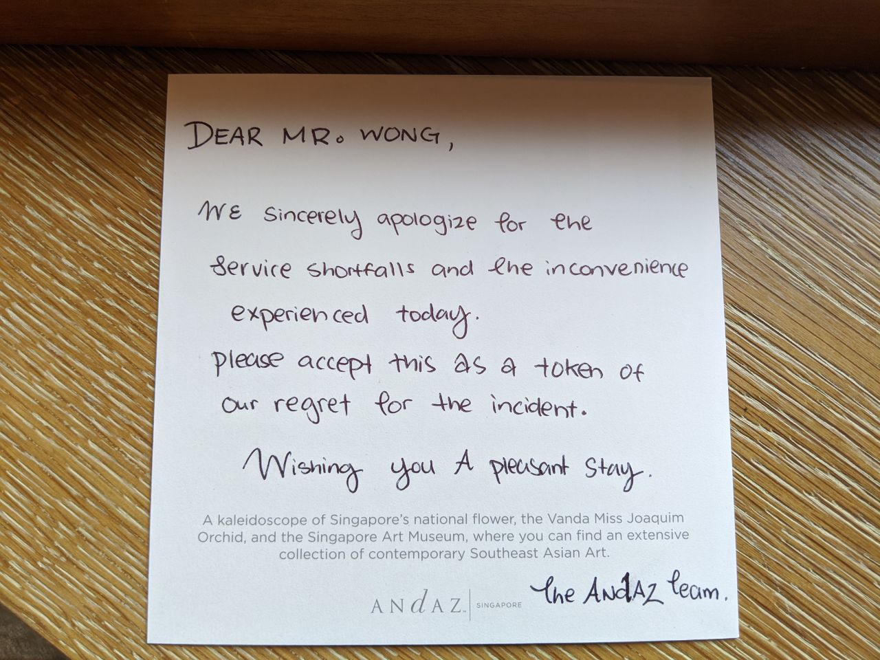 Andaz Singapore service recovery