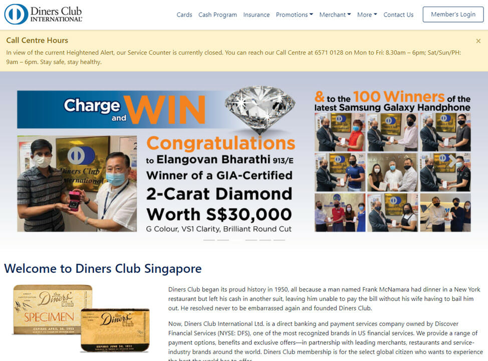 diners travel singapore
