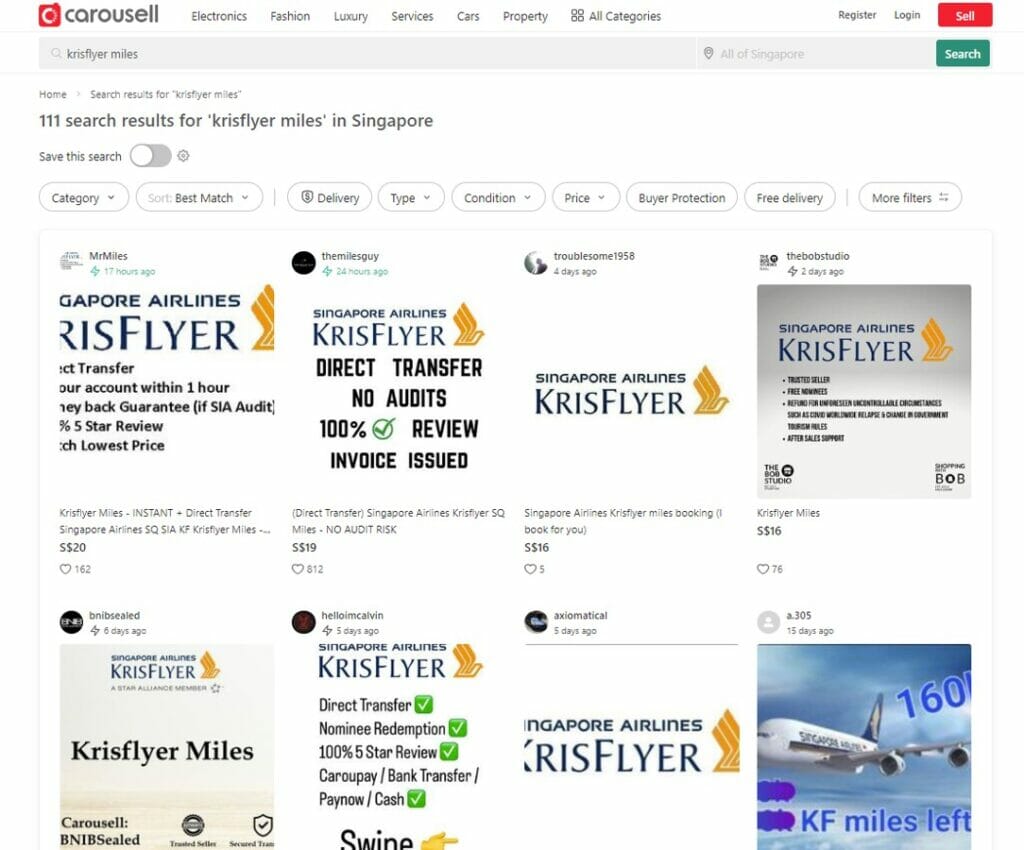 Should you buy KrisFlyer miles on Carousell? The MileLion