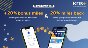 Kris+ offering 20% bonus on KrisFlyer to KrisPay miles conversions ...